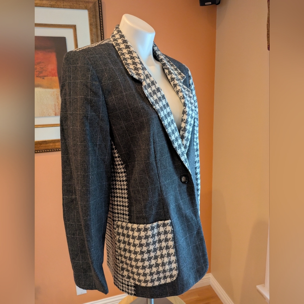 Vintage Grey Patchwork Long Sleeve Lined Jacket /… - image 3